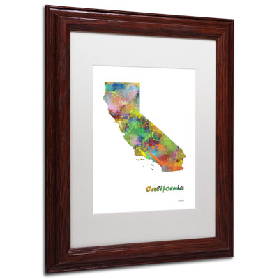 « california state map-1 », impression encadrée encadrée