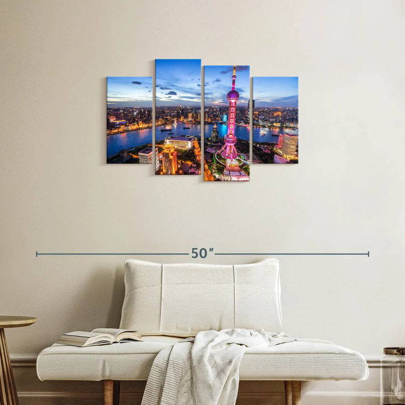 Sireci Glowing Shanghai Skyline, 22" H x 36" W