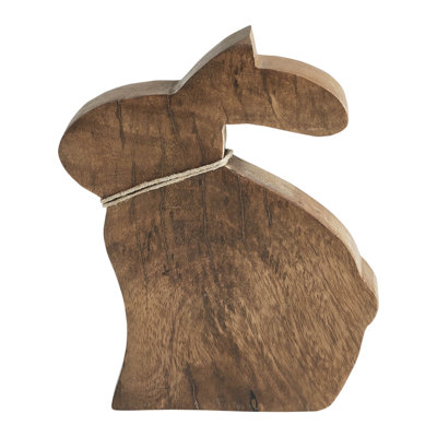 Bunny Hop Wooden Sitting Bunny Natural w/ Pearl Beads