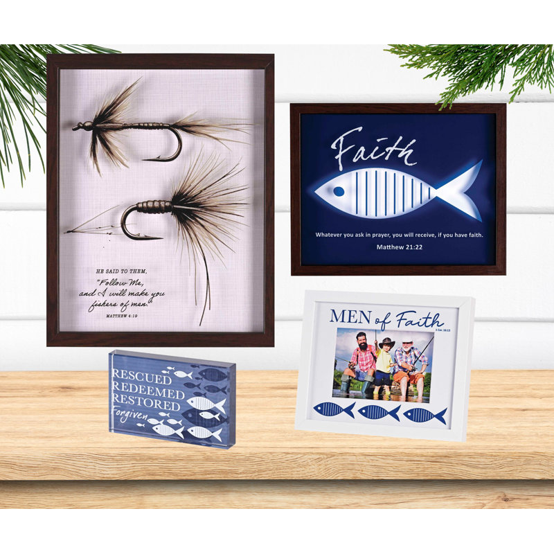 Tabletop Glass Plaque Fish Rescued Blue