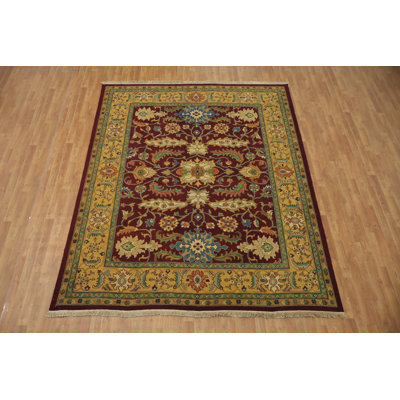 Tapis oriental luxueux bourgogne traditionnel 8 x 10