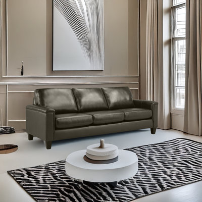 Deboer 89" Genuine Leather Square Arm Sofa
