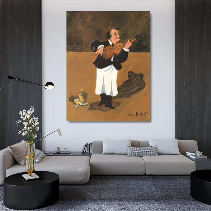 Violoniste avec champagne MCG-B1497, H 47 po x l 36 po