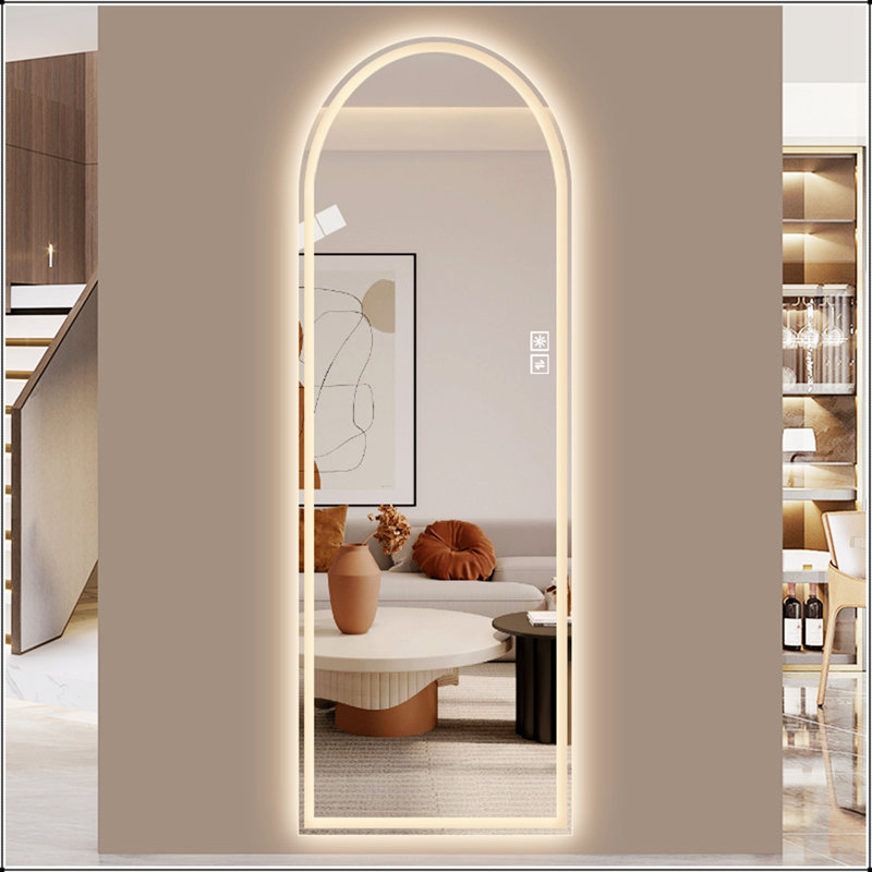 65" x 21" Arch Design LED Full Length Mirror ,Dimmable,  High Definition & Explosion-Proof, Full-Length Standing or Wall-Mounted - Brightly Lit for Makeup, Studio, and More