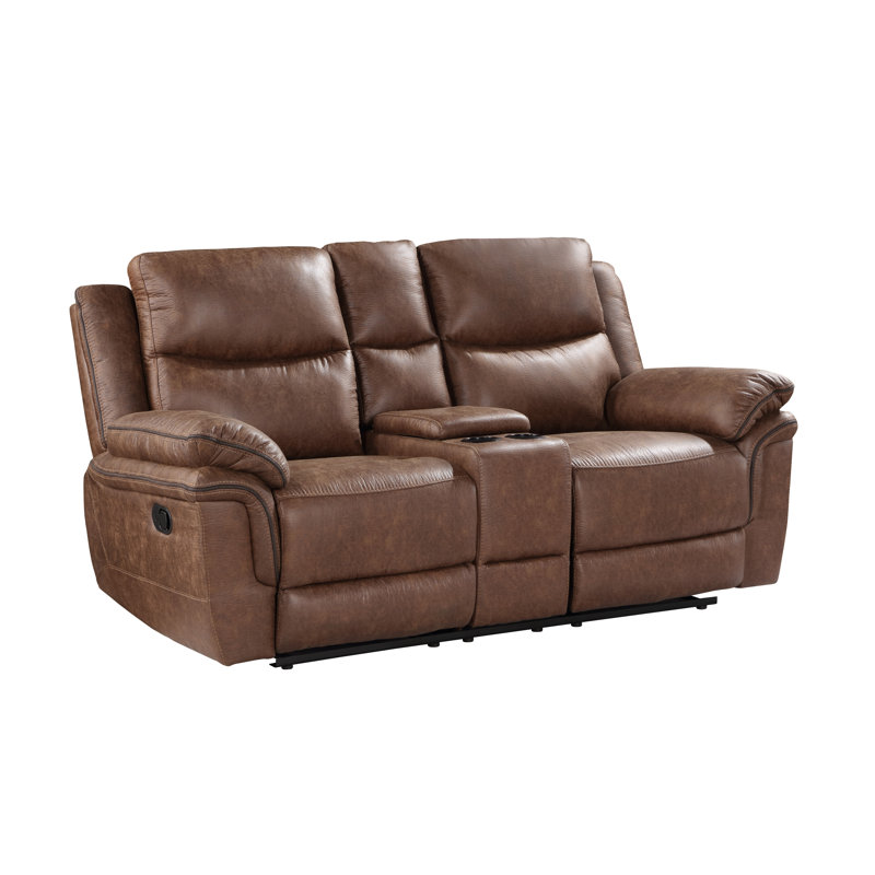 Sadarius Polyester Fabric Console Loveseat with Power Footrest, Manual