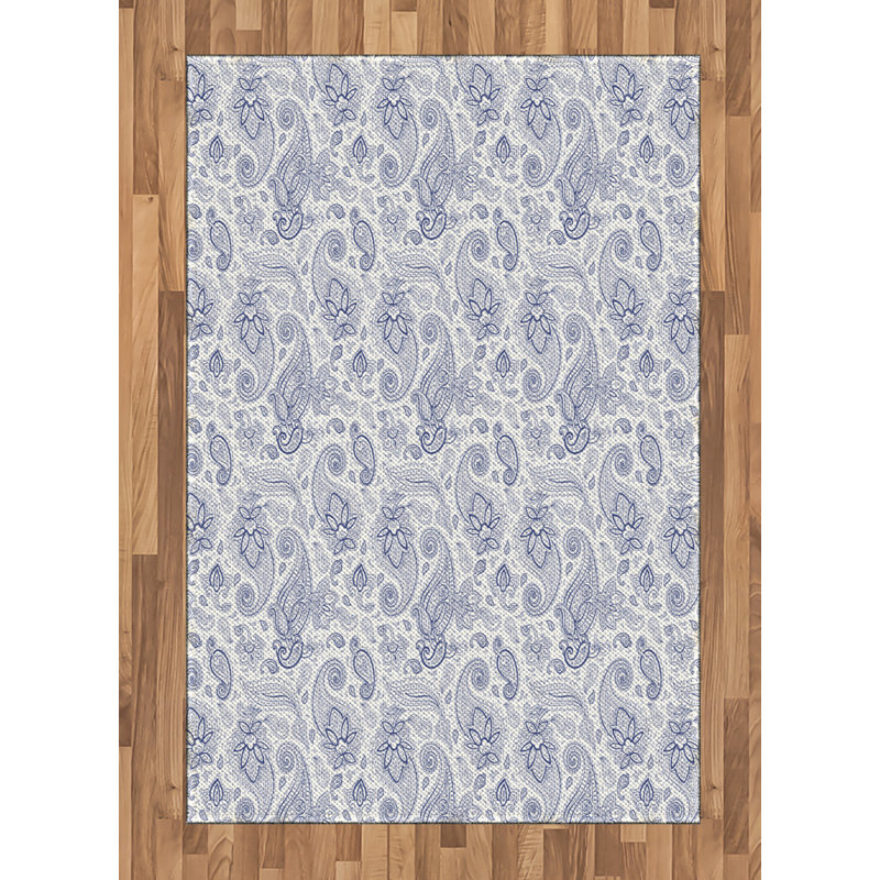 Paisley High Density Long Fiber Poly Threads Decorative Area Rug Carpet, Rectangle 4' x 5'8"