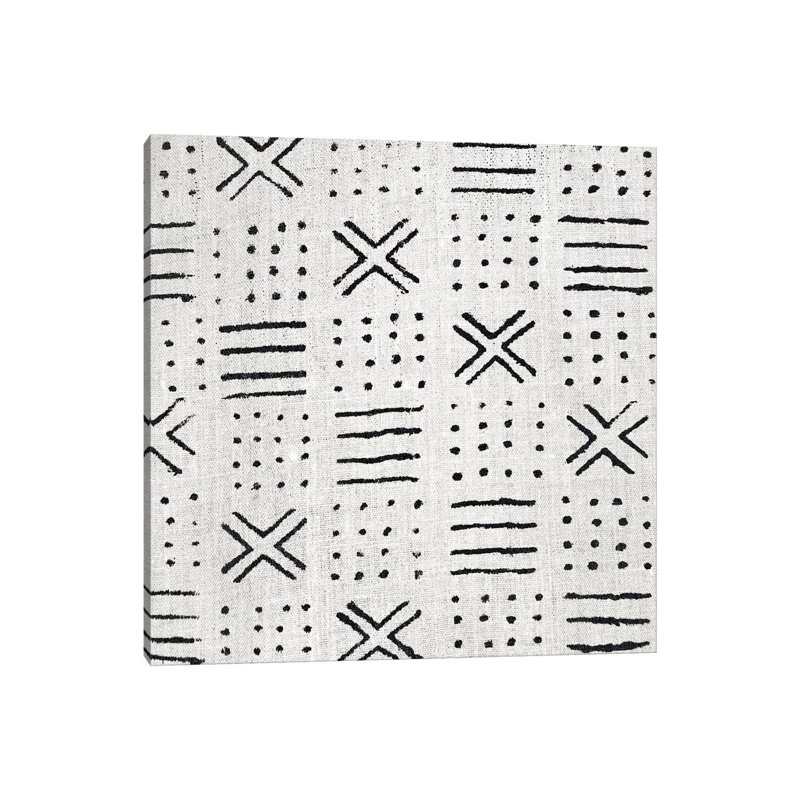 Mudcloth White Geometric Design III by Ellie Roberts - Wrapped Canvas Print, 30.48 cm H x 30.48 cm W
