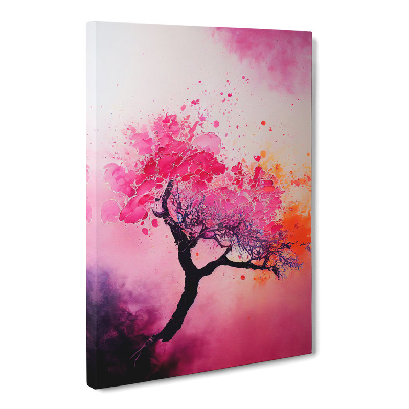 CAN-V0523-1763X Peach Blossom Tree Splatter Vol.1 - Wrapped Canvas Print, 50cm H x 35cm W x 3cm D