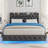 Modern Queen Bed Frame with Headboard, Upholstered Wingback Platform Bed With LED Lights, Charging Port, Fabric Floating Bed With Storage