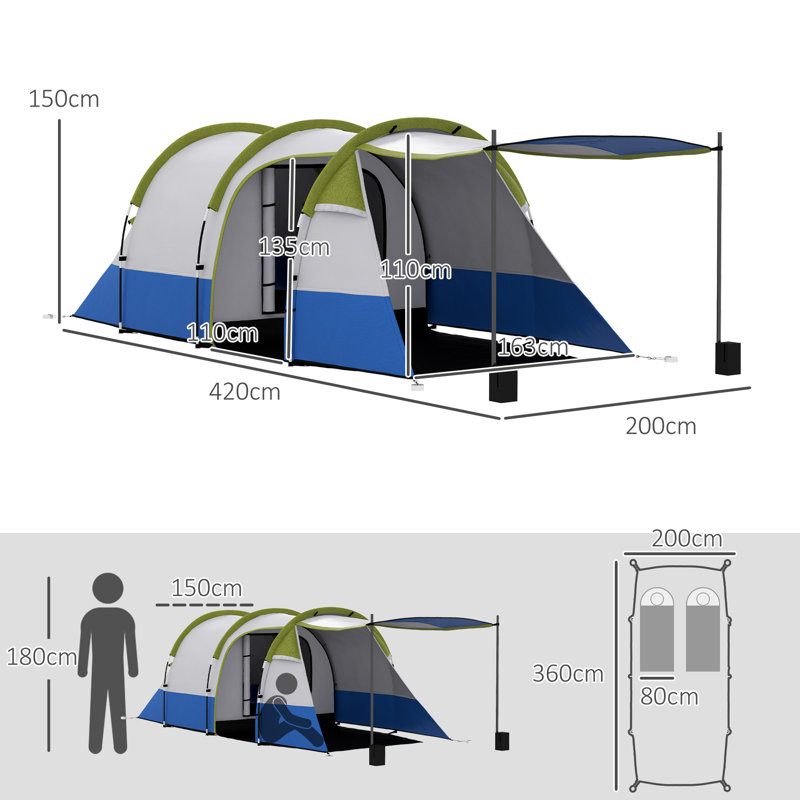 3 Person Tent, Green
