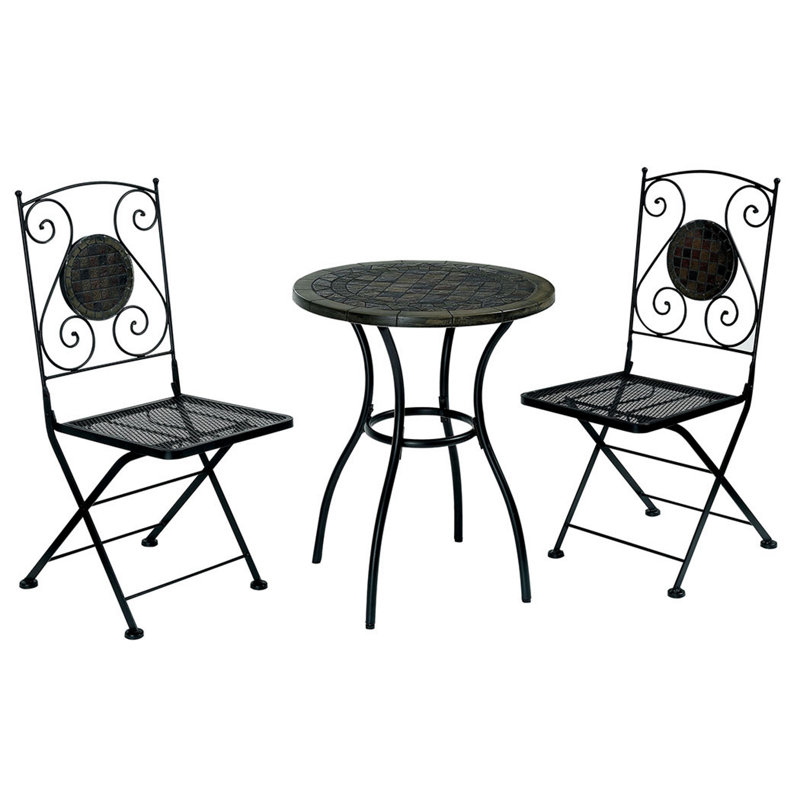 Betim 2 pc. fauteuil en métal pliable-noir