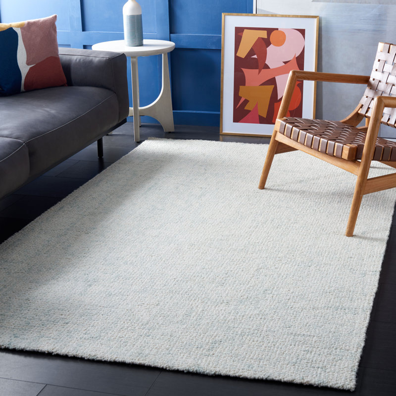 Tapis en laine touffeté à la main de couleur sauge / ivoire Donica, Rectangle 4 pi x 6 pi