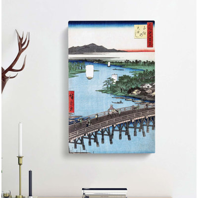 Senju Great Bridge by Utagawa Hiroshige - Wrapped Canvas