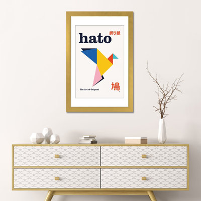 Hato Origami, affiche géométrique, reproduction d'art murale, papier encadré