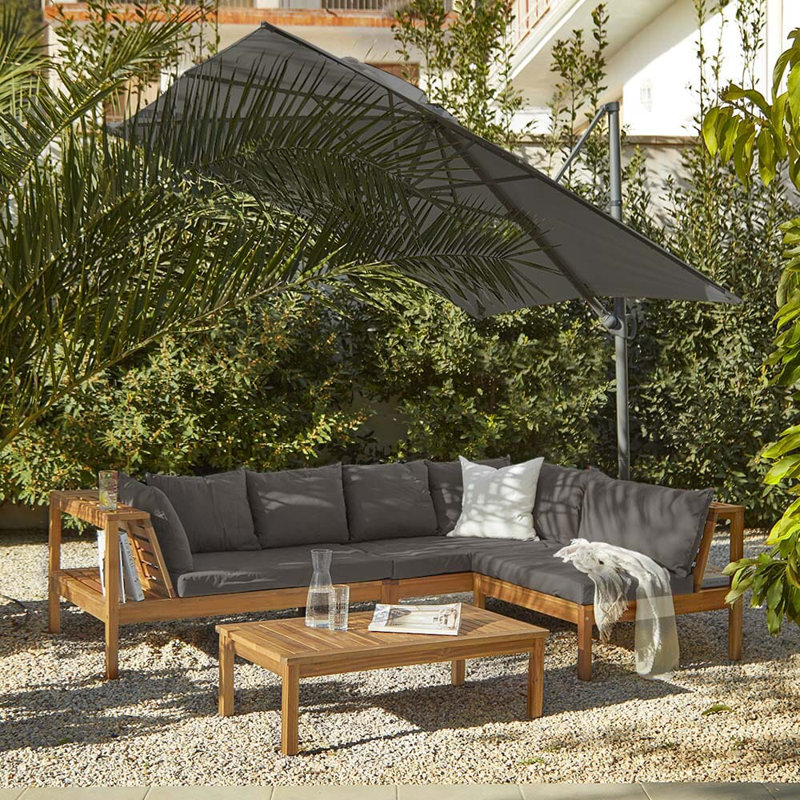 5 - Person Seating Group with Cushions, Grey - Grey Umbrella