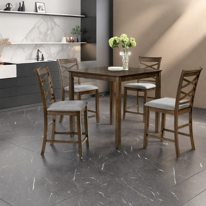 Ensemble de table de salle à manger moderne en bois avec chaises, compact et élégant pour la cuisine