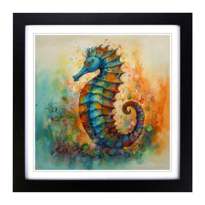Seahorse Color Field Painting - Framed Print