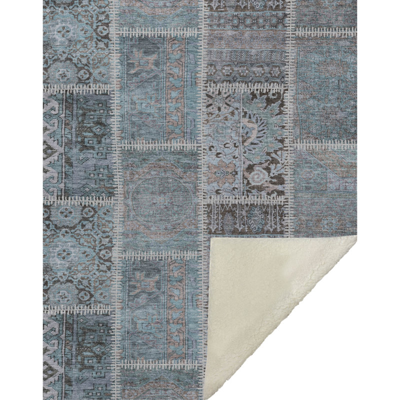 Jeté patchwork Addison Sherpa ASB635, Sarcelle