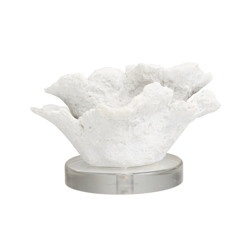 Cole And Grey Polystone Small Textured Coral Sculpture With Clear Acrylic Base