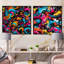 Christien - Ensemble de 2 collages carrés à formes abstraites-101855791-101855790