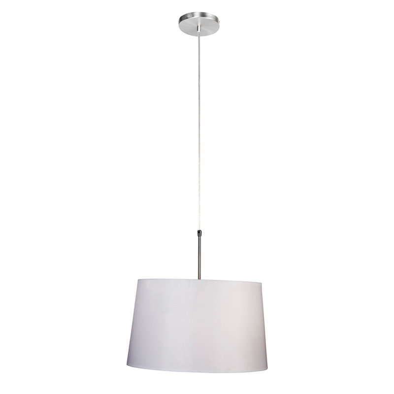 Owings 1 - Light Drum Pendant, Brushed steel, White chintz