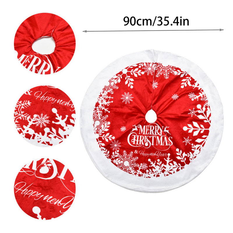 Jupe de sapin de Noël 35,4 pouces rouge, jupe d'arbre de Noël moelleuse pour décorations d'arbres de Noël, grand collier de jupe de sapin de Noël rustique