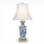 Blue Willow Hand Painted Porcelain Table Lamp with Gold Wood Base