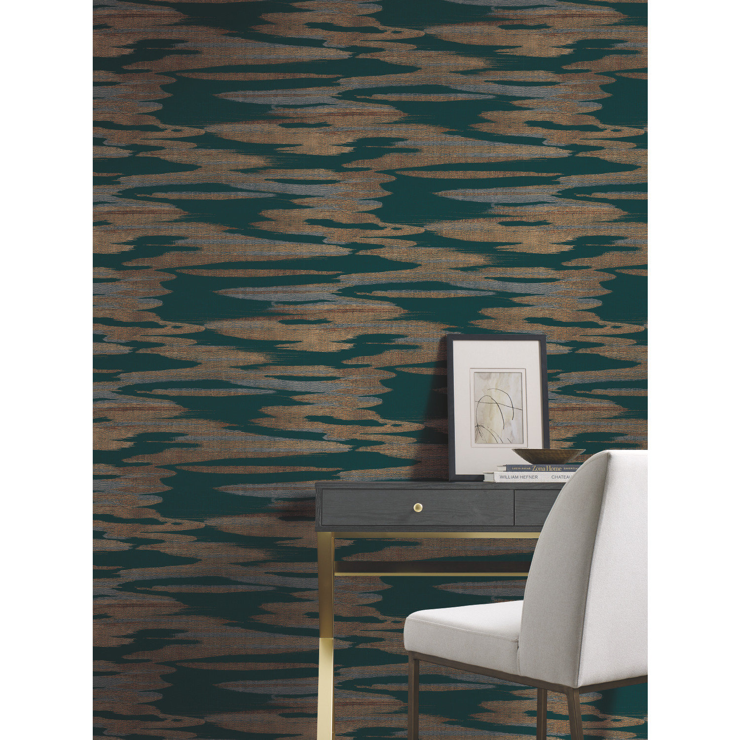 Surrey Striped Wallpaper, Teal