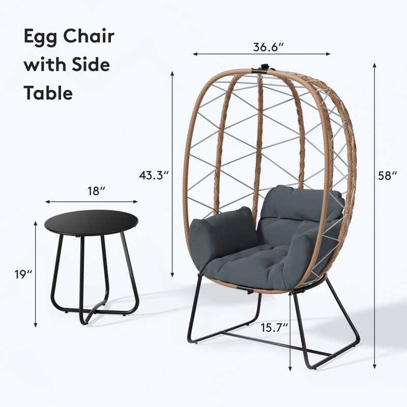 Fauteuil debout avec table d'appoint et coussins Jorden, Gris