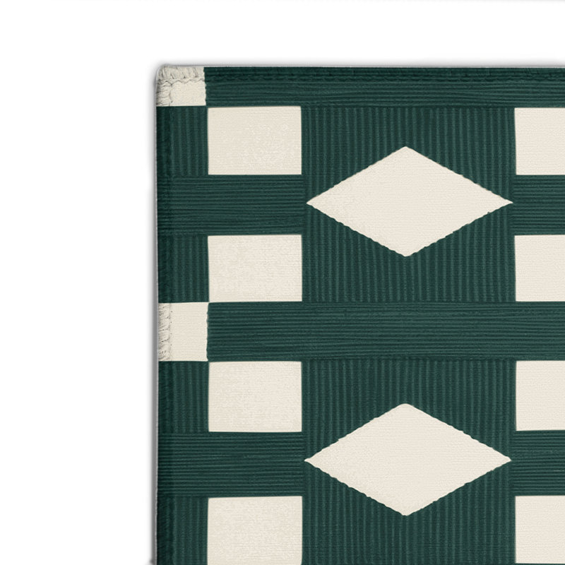 Tapis d'intérieur et d'extérieur à carreaux vert, Rectangulaire 2 pi x 3 pi
