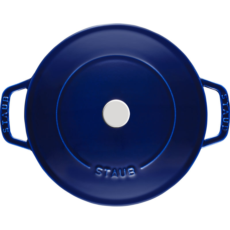 STAUB Cast Iron Round Casserole Dish, Dark Blue, 28cm