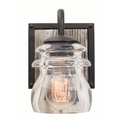 Bainbridge 1 LT Black Iron Bath Wall Sconce Kalco