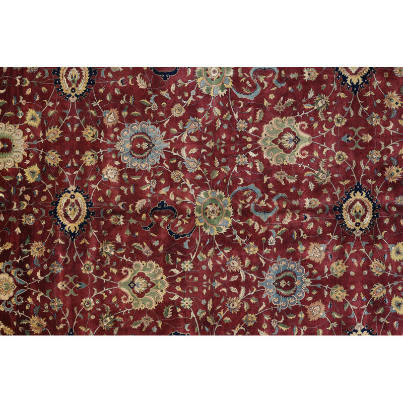 Oriental Hand-Knotted Wool Burgundy/Black/Ivory Area Rug