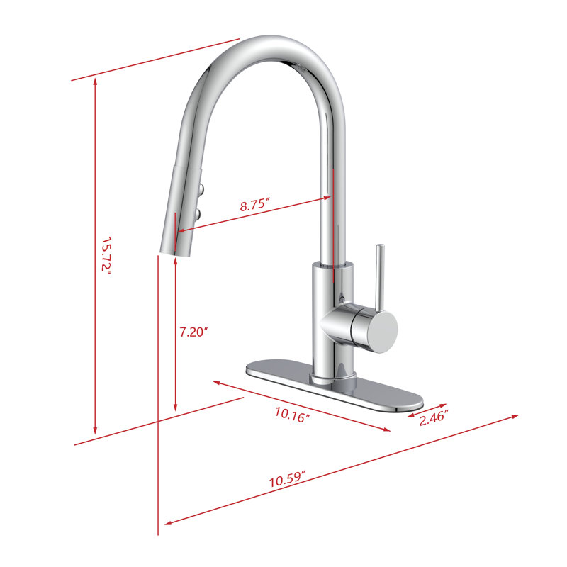 Vetta Pull Down Kitchen Faucet, Polished Chrome