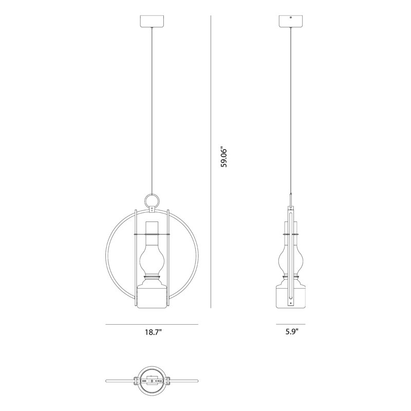 Luminaire suspendu en forme de lanterne à DEL 1 lumière