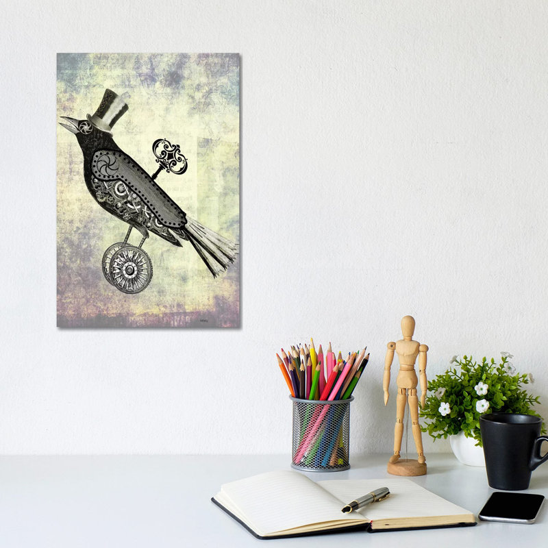 Steampunk Crow by Fab Funky - Wrapped Canvas Gallery-Wrapped Canvas Giclée, 20.32 cm H x 30.48 cm W