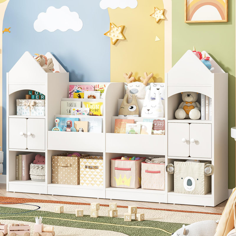 Castle Shape Children's Bookshelf, Kids Bookcase, White