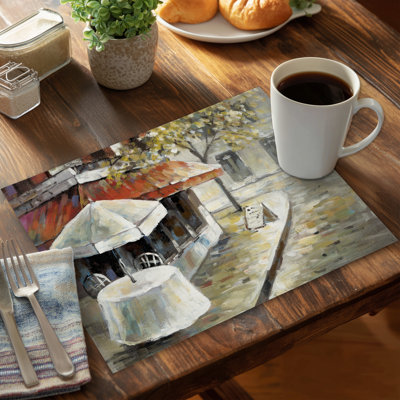 Deserted and Sunny Street Polyester Dreketi Set of 4 Decor