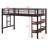 Metal Loft Bed With Storage Shelf, Ladder And Guardrails