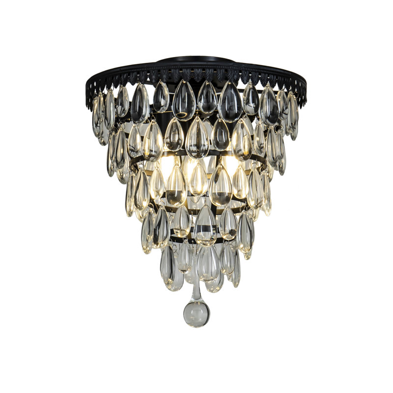 Plafonnier encastré en verre 12 po Abianna, Noir