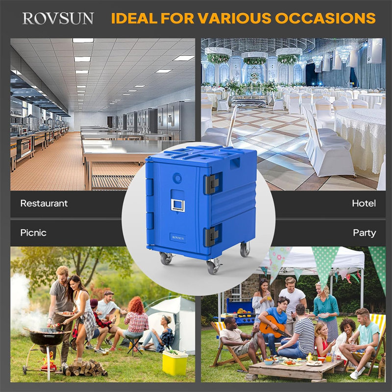 Porte-casseroles 82 litres avec roulettes verrouillables bleu