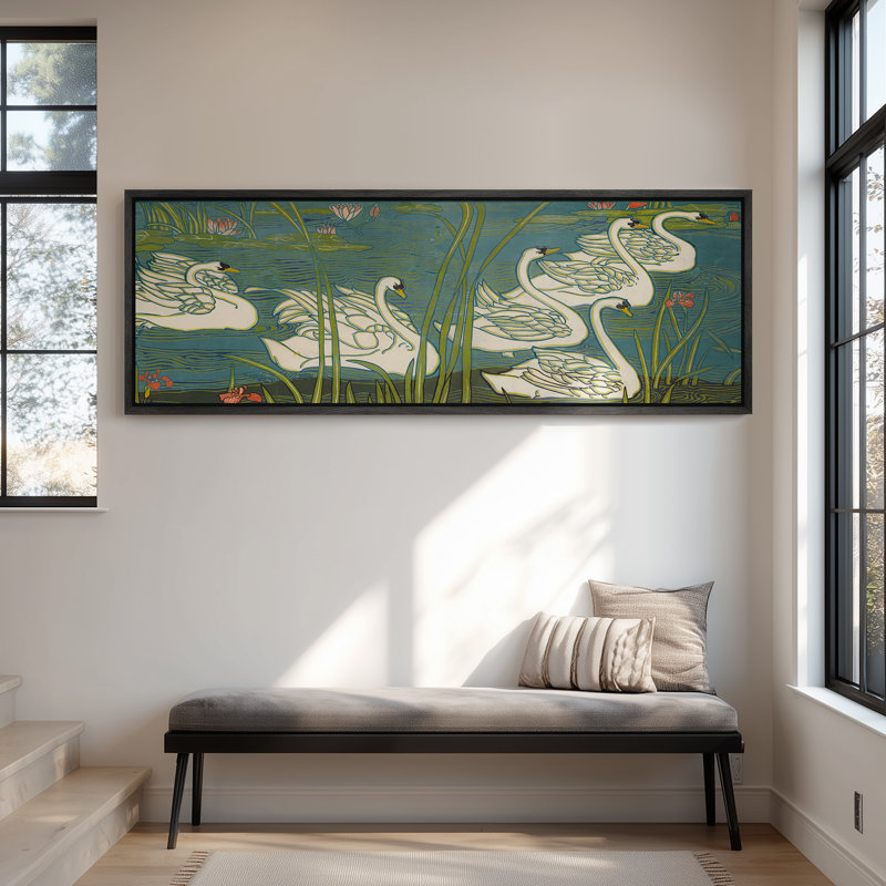 Très grand art mural rétro encadré pour art classique, H 20 po x l 60 po, Noir