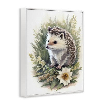 Hedgehog & White Flower Giclee Art by Denise Dundon
