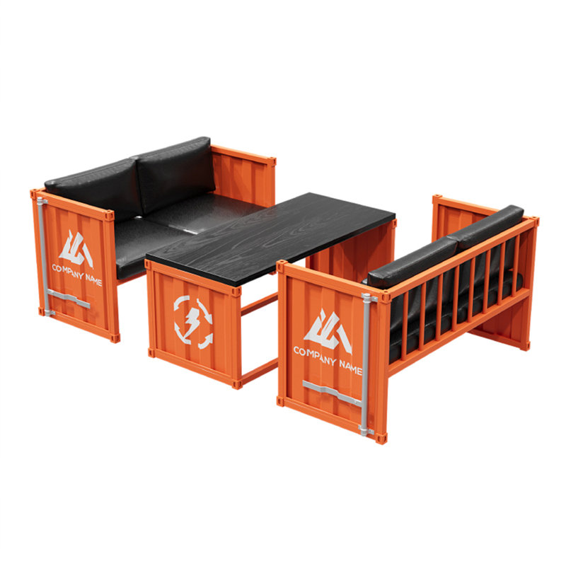 Ensemble de table et chaises de style industriel, Orange
