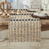 Textured Bold Stripe Fringe Table Runner