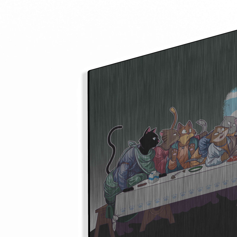 «The Cat's Last Supper», art mural en métal, H 12 po x l 24 po
