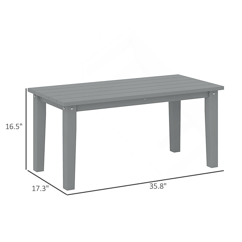 Table basse d'extérieur rectangulaire avec conception à lattes et fabrication en PEHD résistant aux intempéries pour une utilisation durable du patio