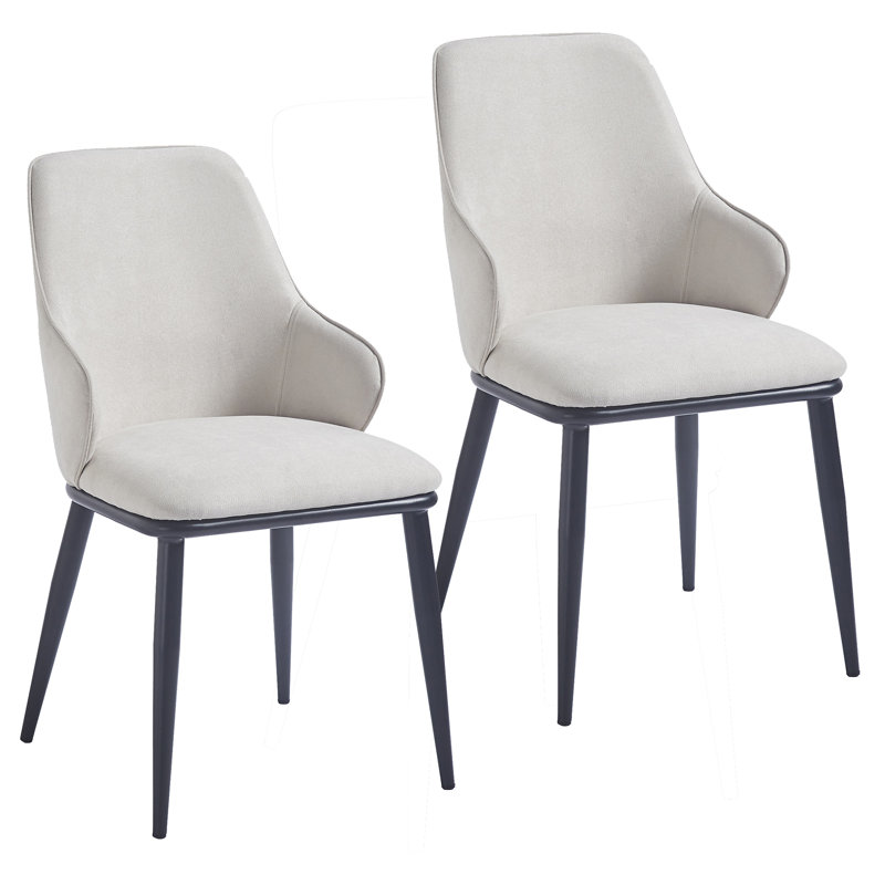 19.5'' H Faux Leather Upholstered Metal Side Chair, Beige