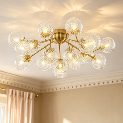 20 - Light Glass Globe Flush Mount Ceiling Light