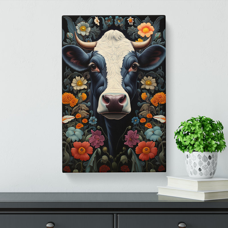 Cow Contemporary Art - Wrapped Canvas, 60cm H x 40cm W x 3cm D